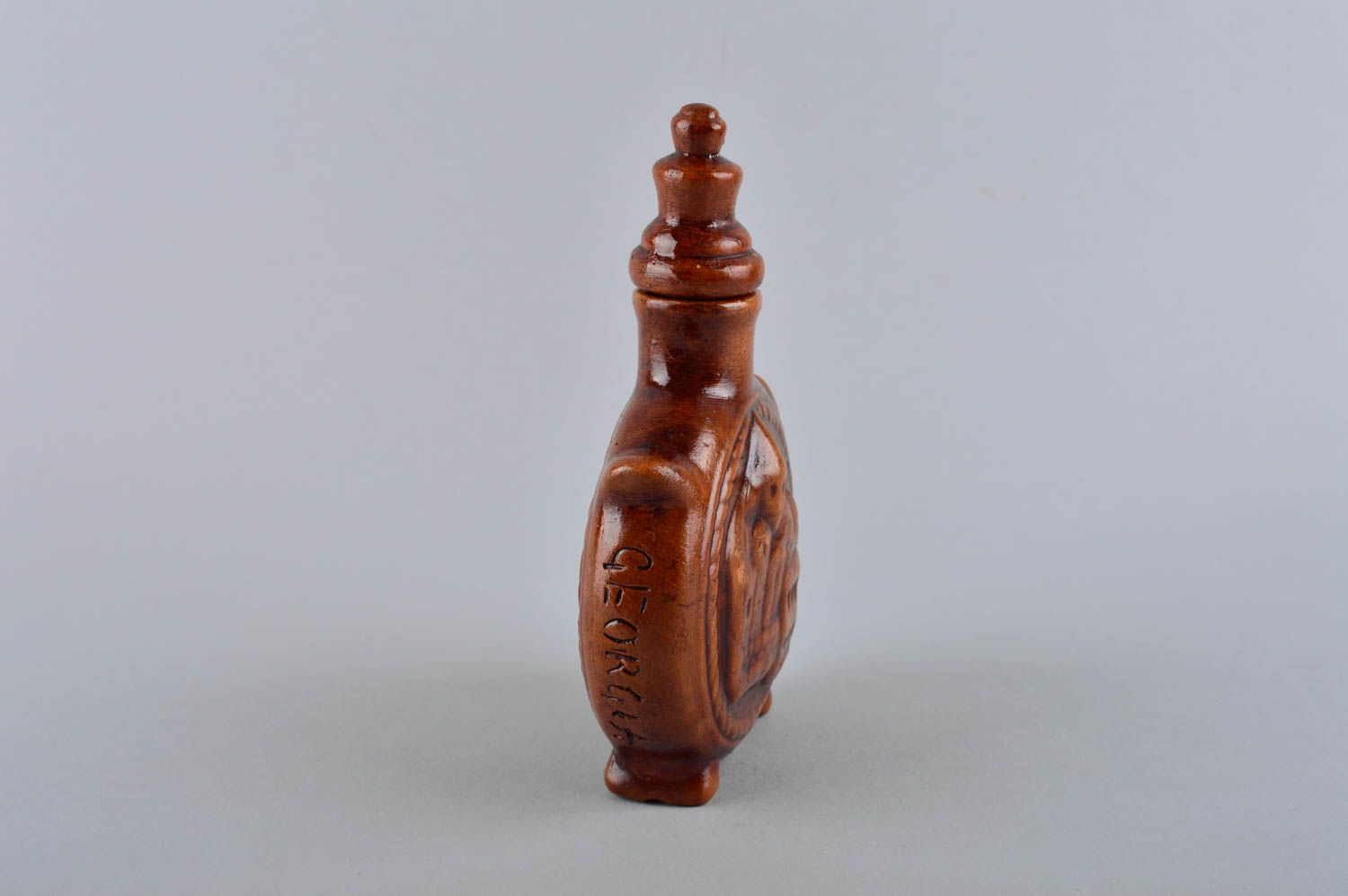 8 oz glazed ceramic vodka or wine carafe with molded pattern and lid 0,5 lb photo 2