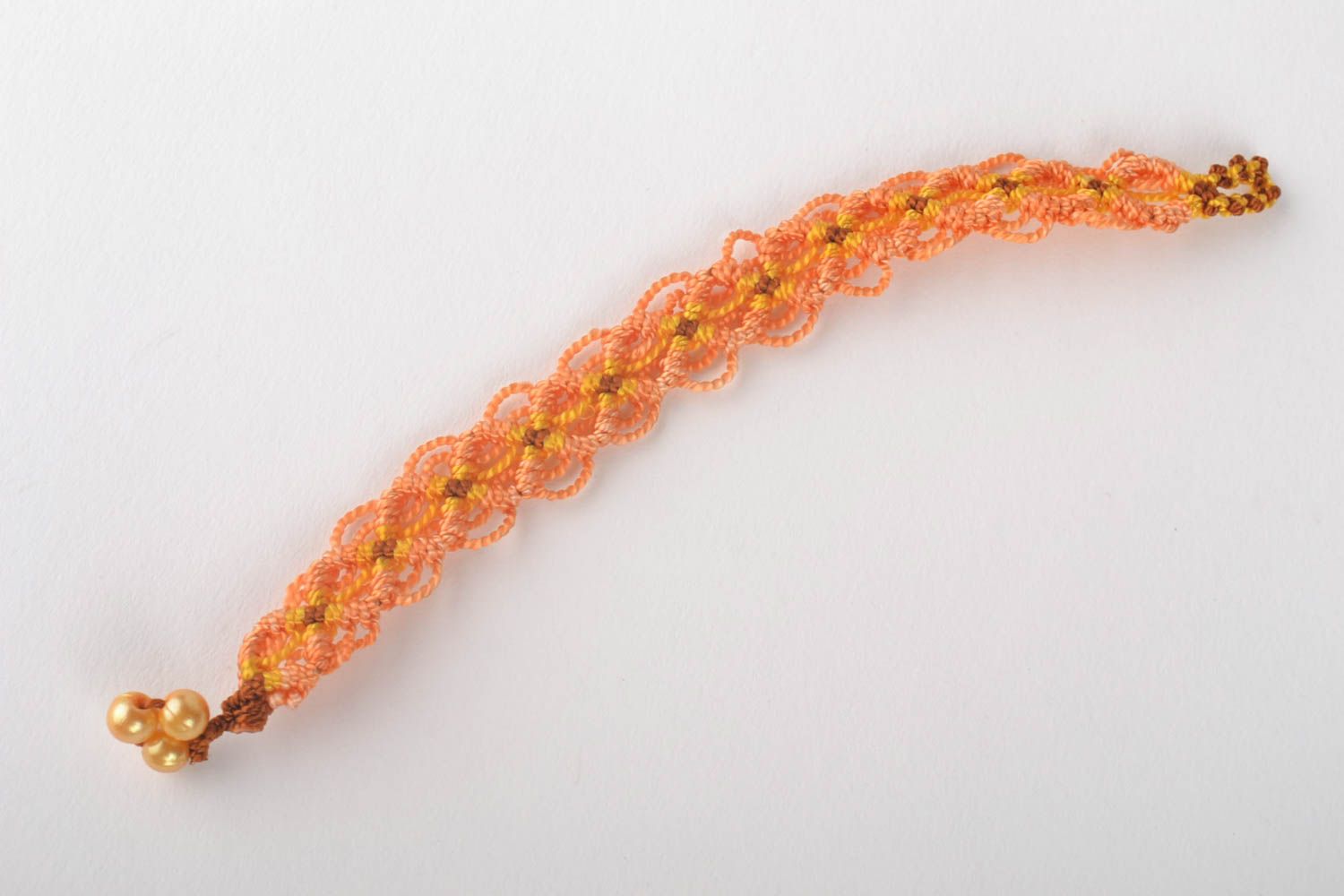 Bracelet textile Bijou fait main tressé fils macramé orange Accessoire femme photo 2