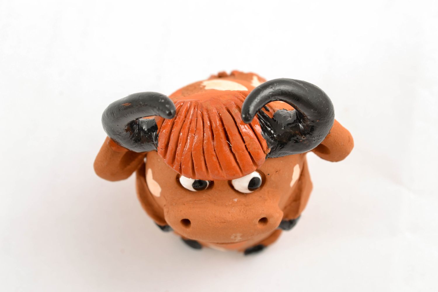 Painted clay statuette of cow photo 3