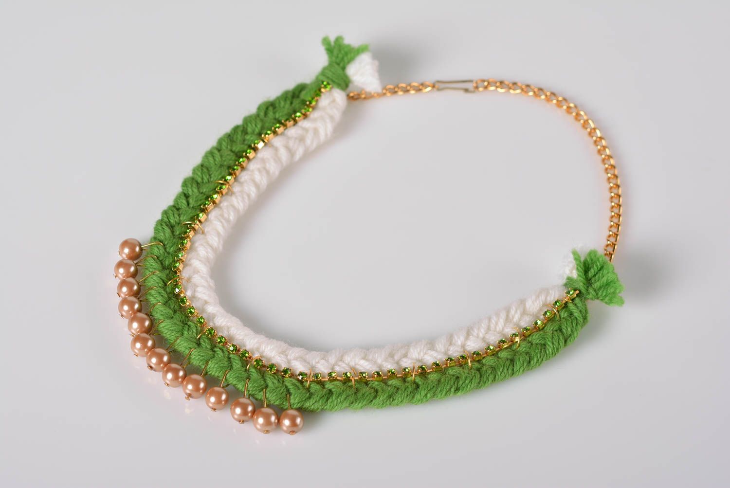Modeschmuck Collier Halskette aus Stoff handgemachter Schmuck modisch stilvoll foto 3