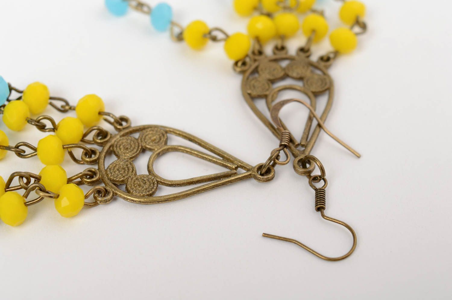 Große Gehänge Ohrringe aus Metall und böhmischem Kristallglas Zigeuner handmade foto 4