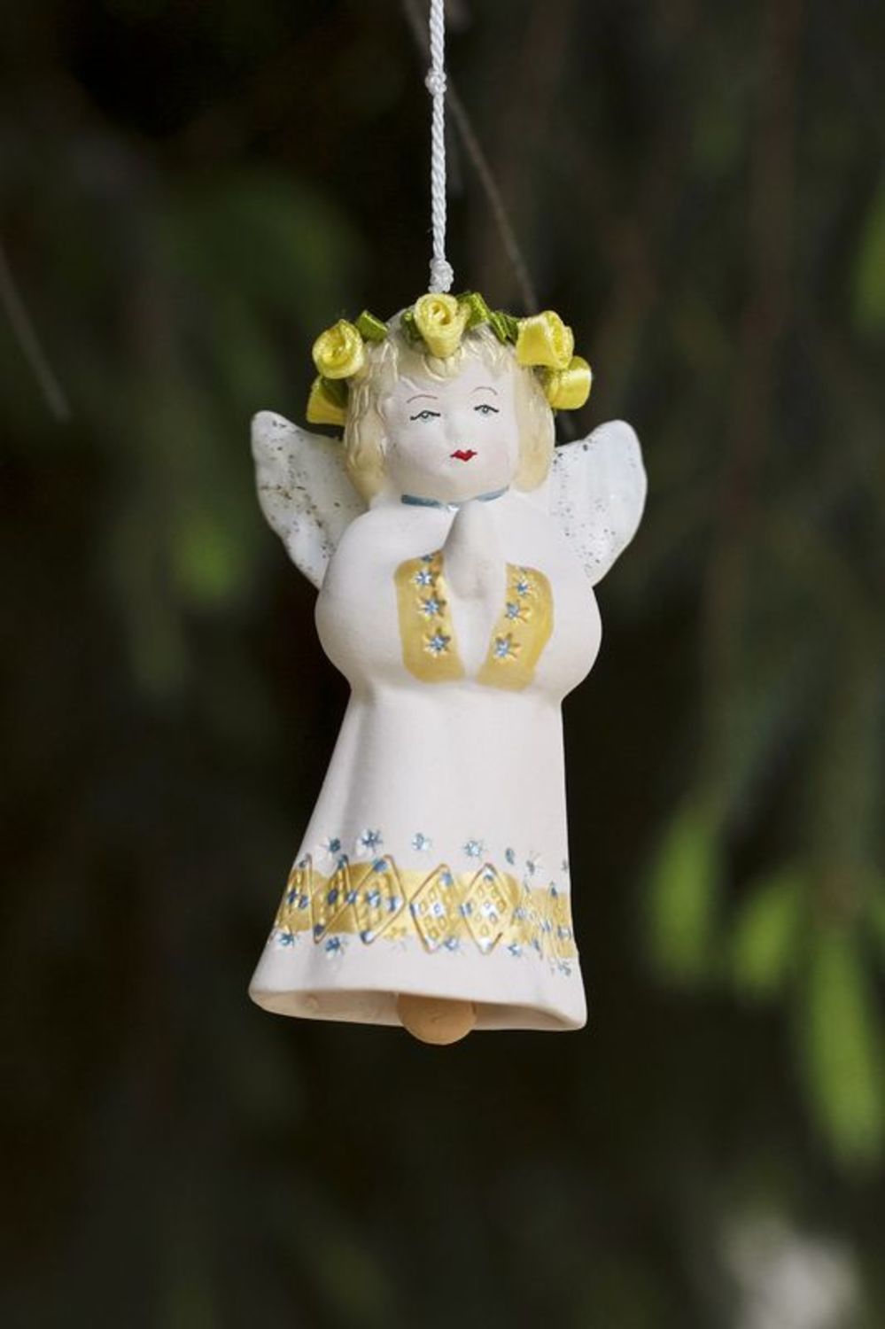 Keramik-Glöckchen Engel im Kranz foto 1