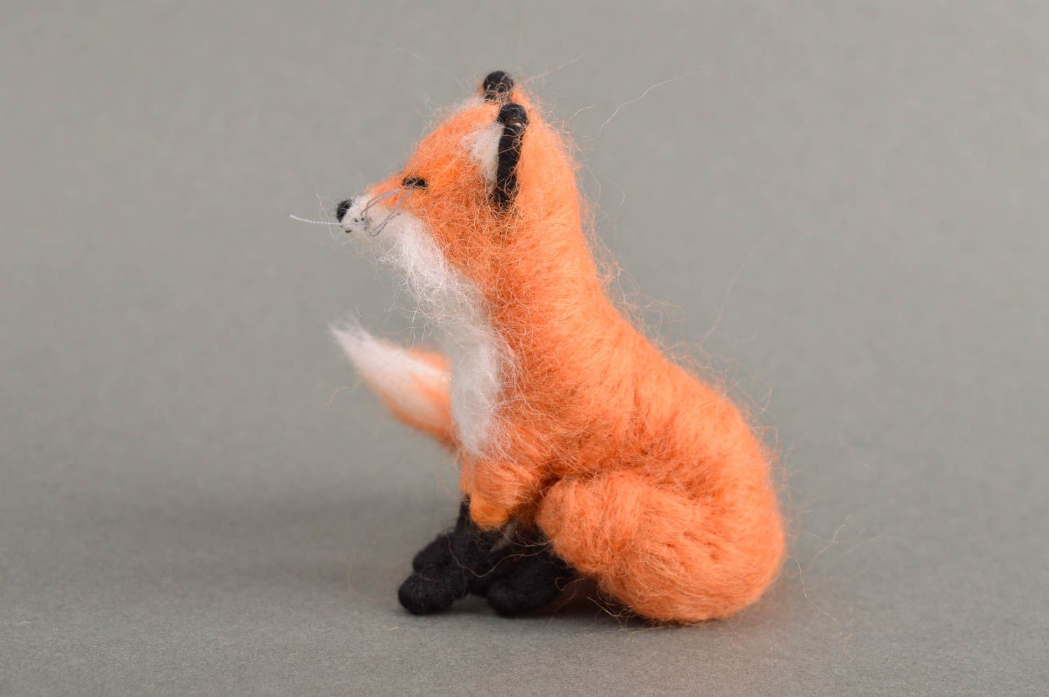 Peluche renard Jouet fait main original en laine feutrée Cadeau enfant photo 5