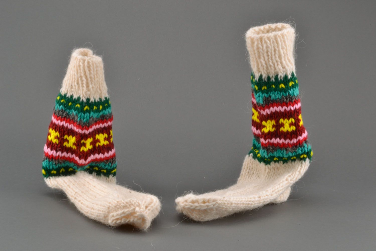 Chaussettes tricotées main en laine naturelle photo 4