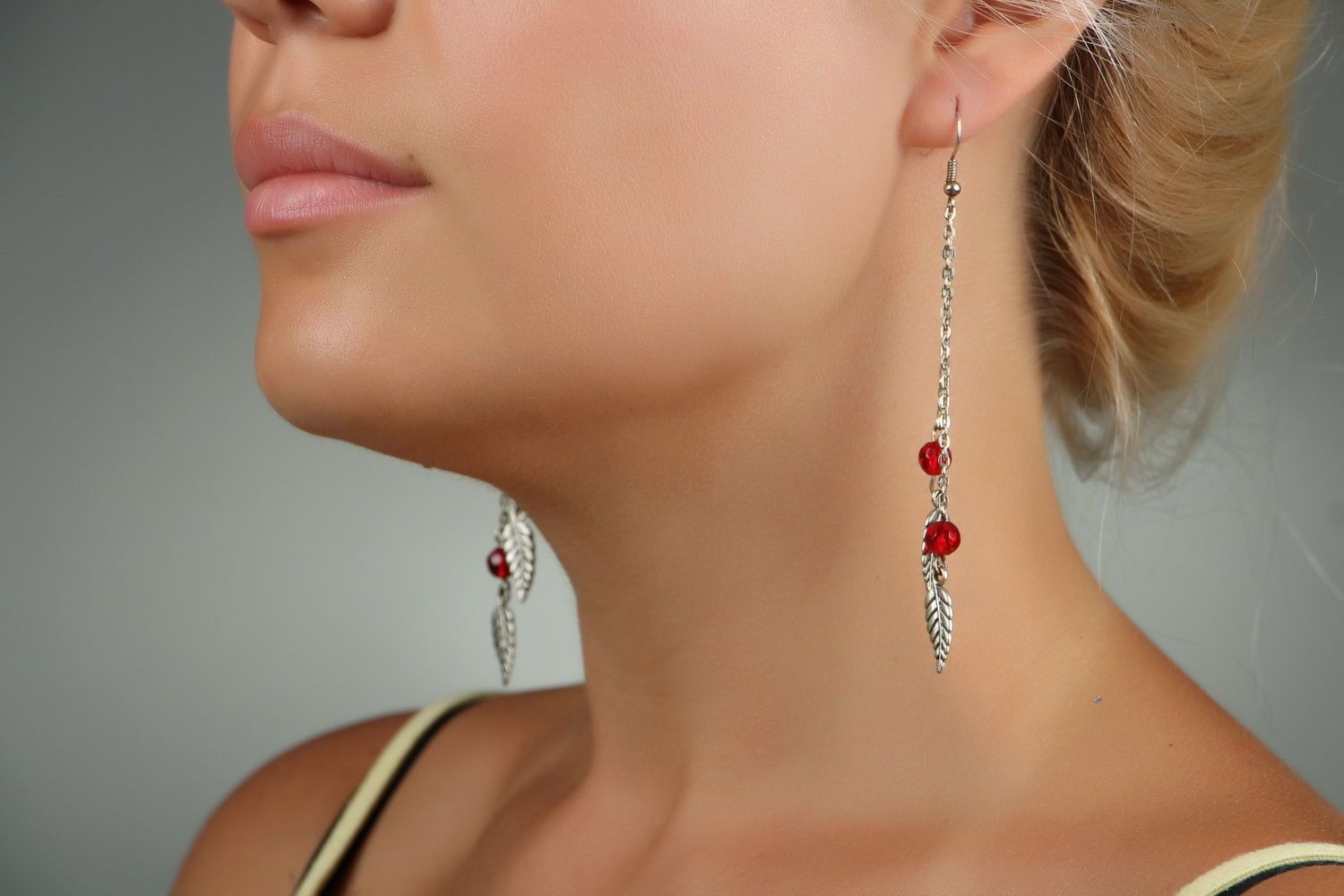 Chain earrings Leaves photo 4