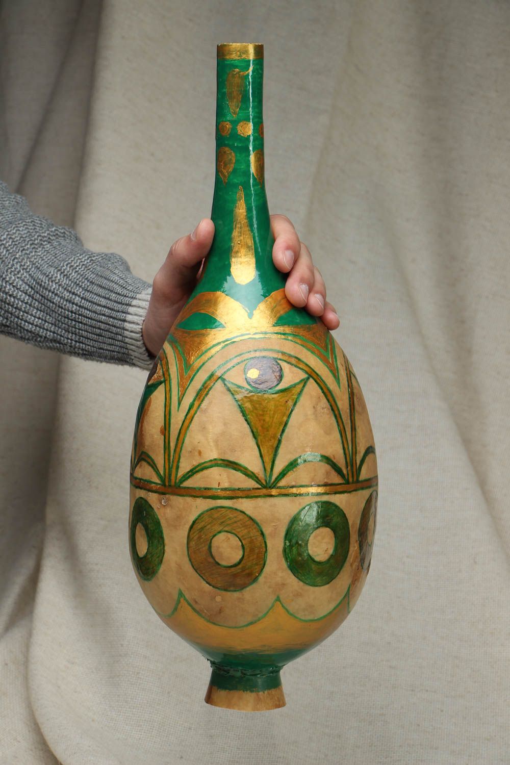 Hohe Vase aus Kürbis Lagenaria foto 4