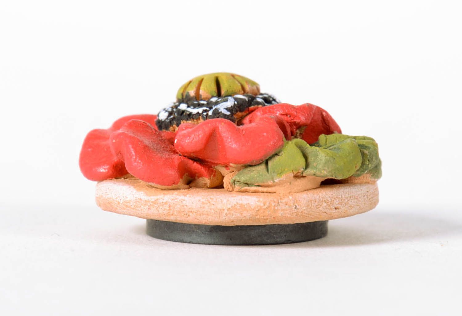 Imã de cerâmica decorativo para frigorífico magnete artesanal de argila em forma da flor foto 3