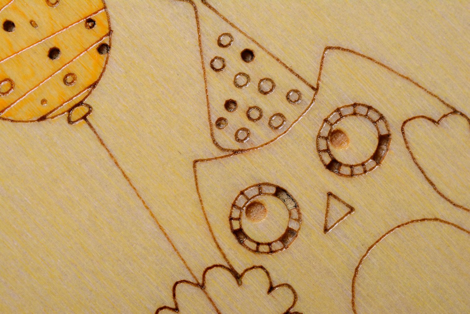 Belle carte de voeux en bois faite main originale jaune avec hibou Best wishes photo 2