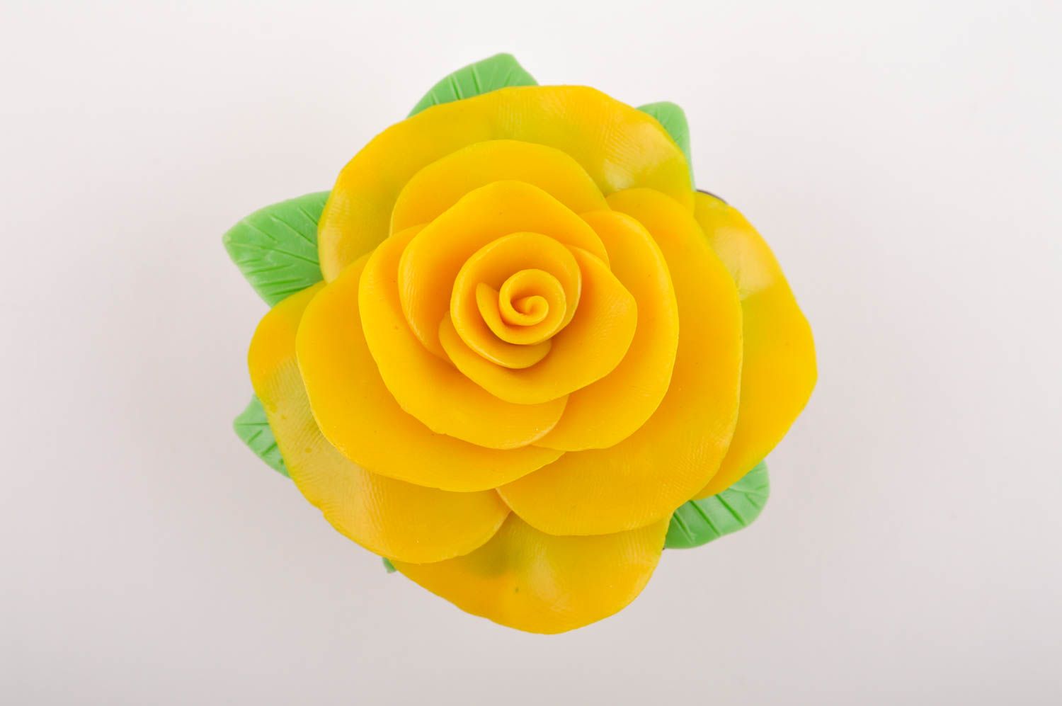 Fleur décorative fait main Décoration maison petite rose jaune Cadeau original photo 4