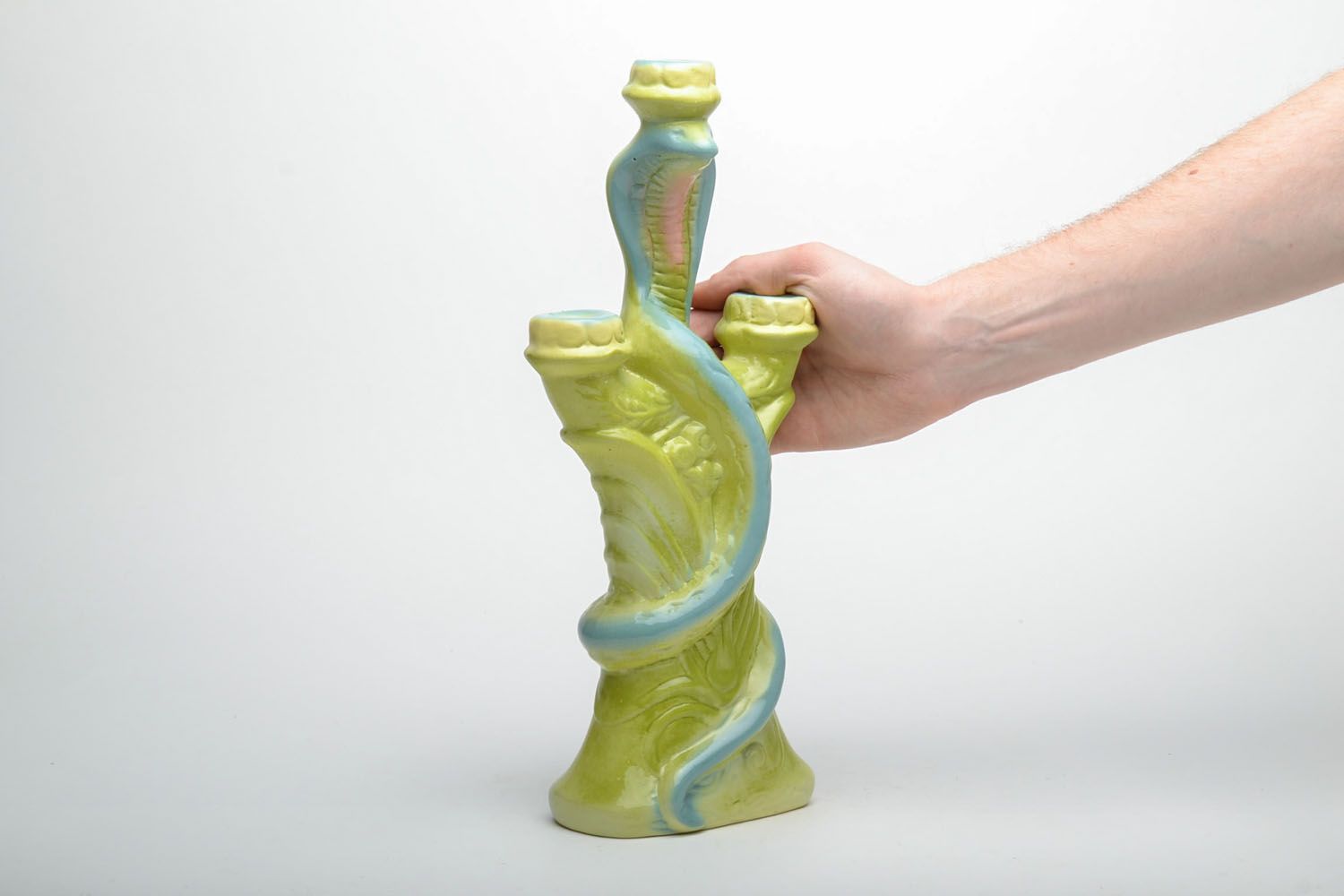 14 inch ceramic candlestick holder in the shape of a green snake 1,88 lb photo 5