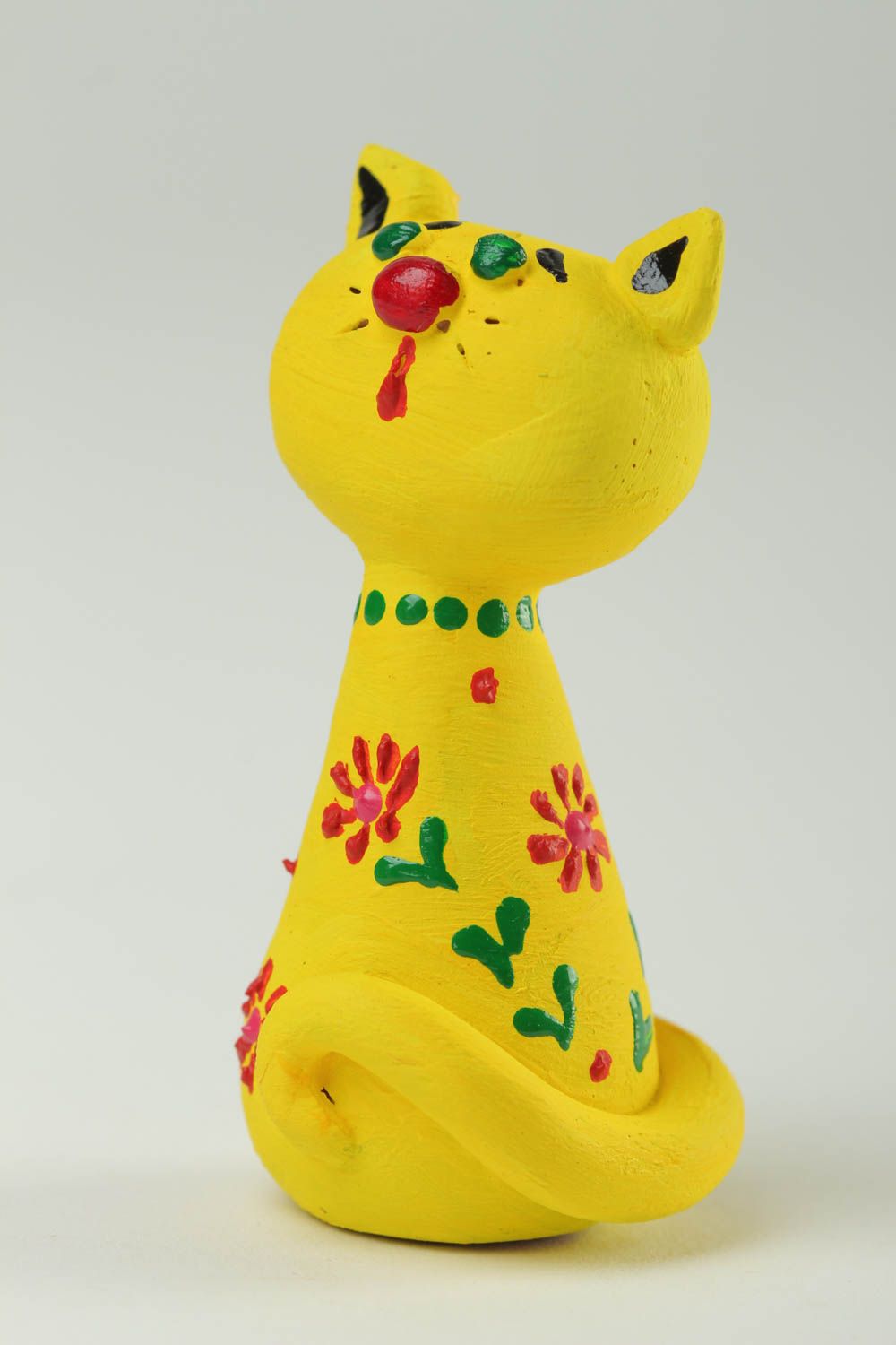 Figuren aus Keramik handmade Figuren aus Ton Deko Figuren Katzen Deco gelb foto 2