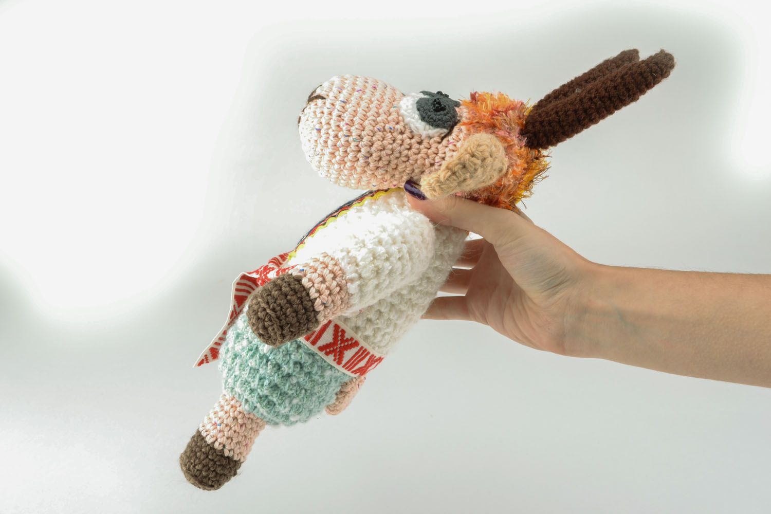 Giocattolo a maglia fatto a mano a forma di capretto pupazzo morbido  foto 5