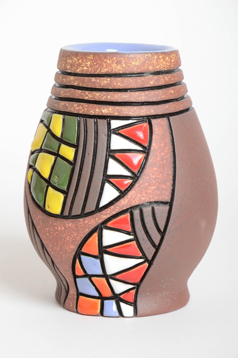 Vase à fleurs fait main Vase céramique original multicolore Déco maison photo 2