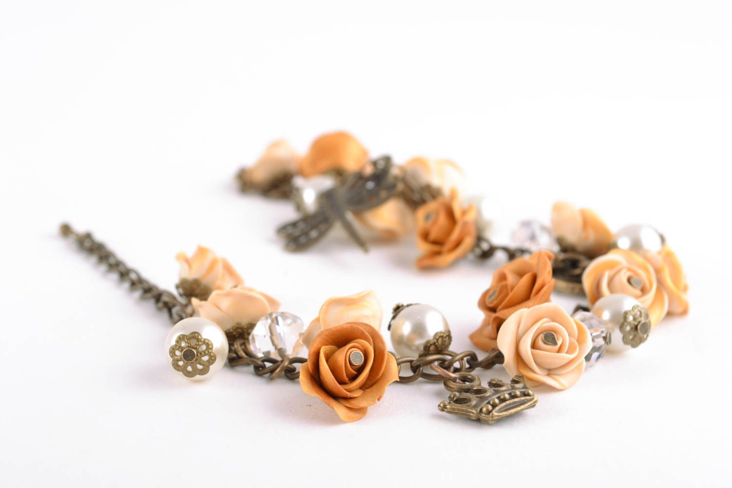 Handmade Armband aus Polymerton mit Blumen foto 1