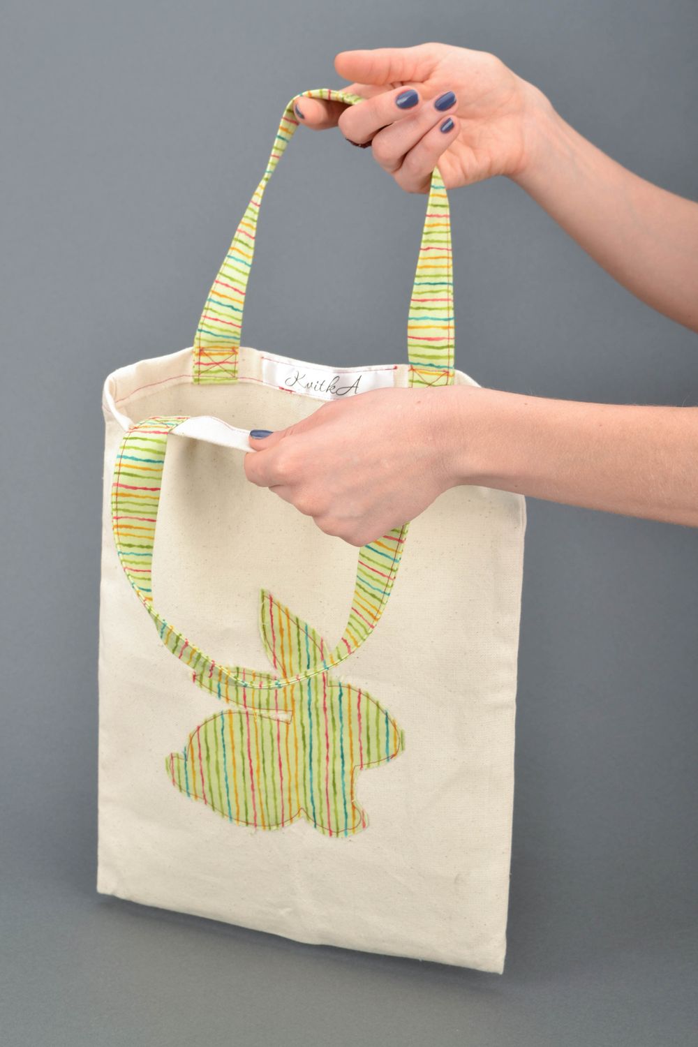 Handmade women's fabric bag Hare photo 1