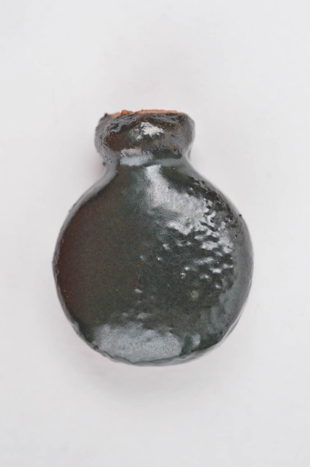 Кулон ручной работы глиняный аромакулон украшение на шею в виде круглой фляги фото 4