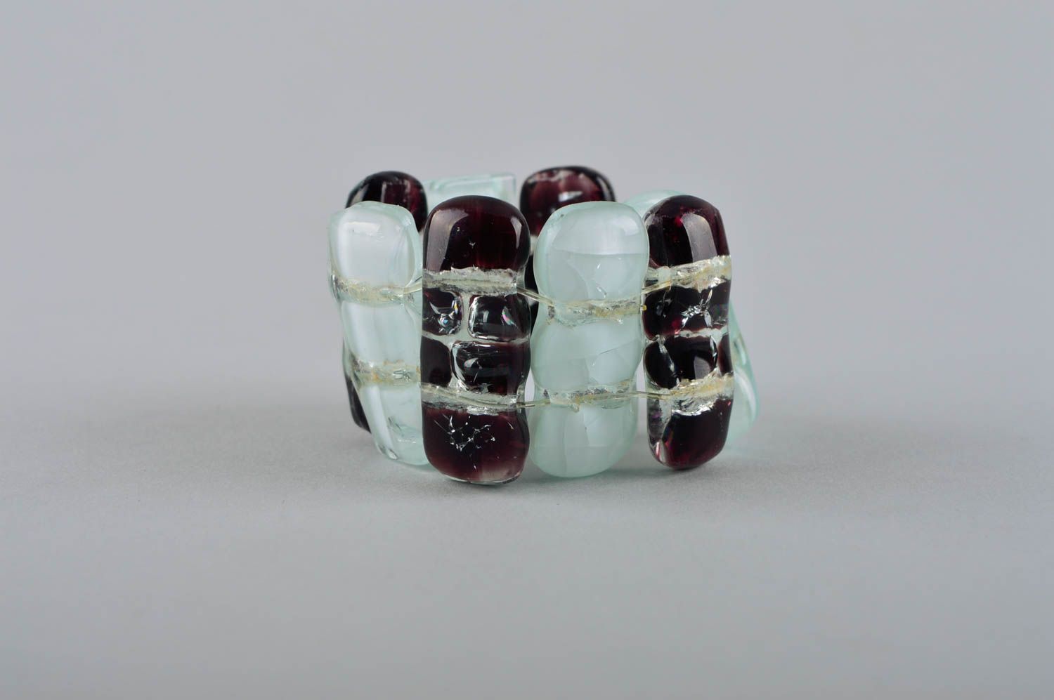 Handmade designer wrist bracelet wide female bracelet glass accessory photo 5