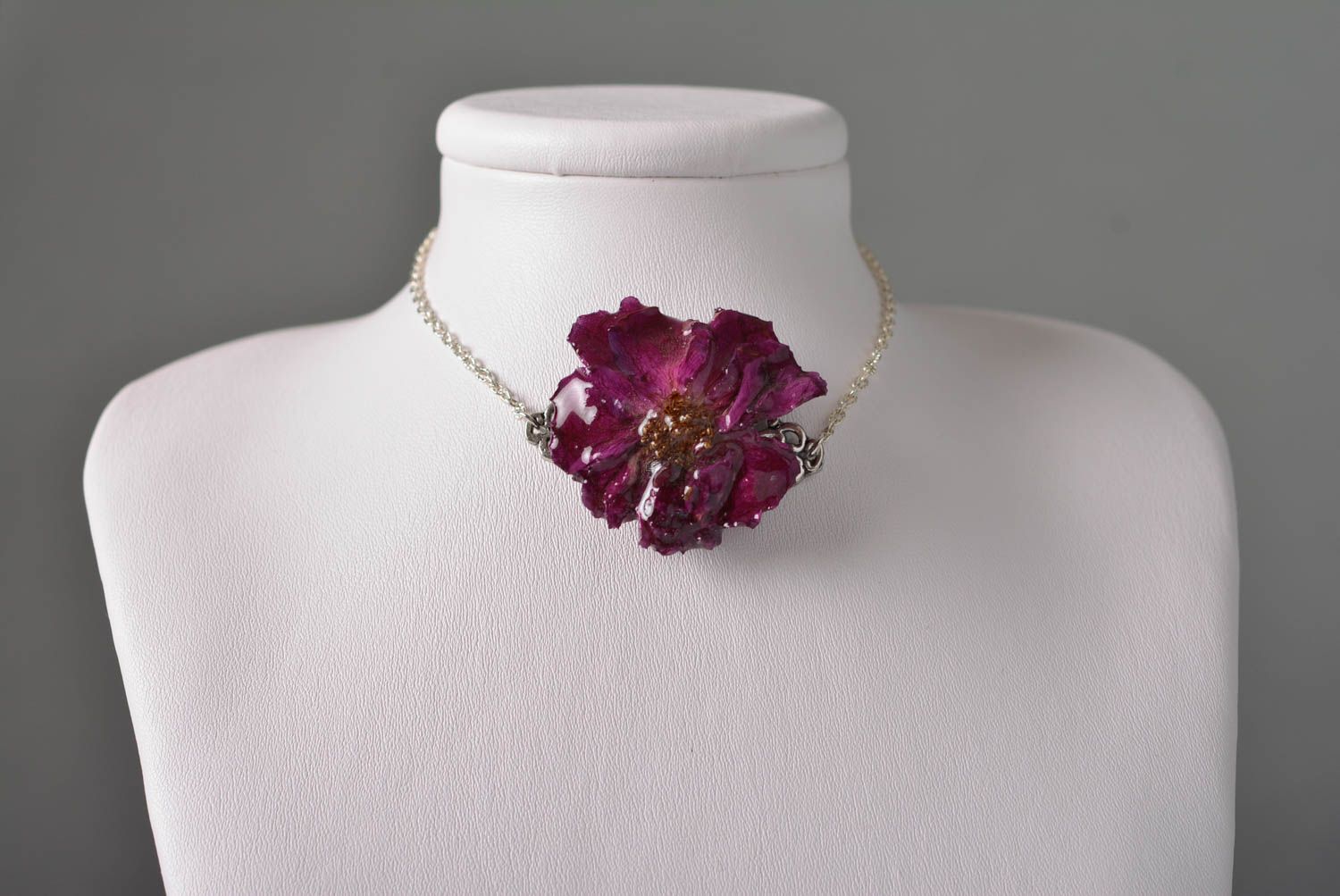 Handmade jewelry set flower necklace designer earrings botanical jewelry photo 3