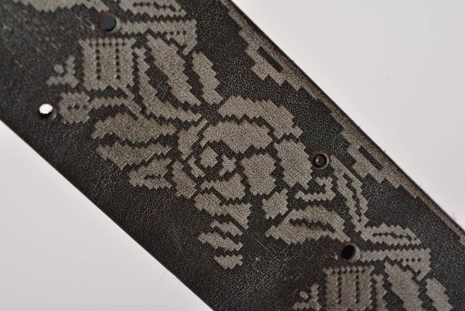 Handmade leather belt black leather belt designer accessories leather goods photo 4