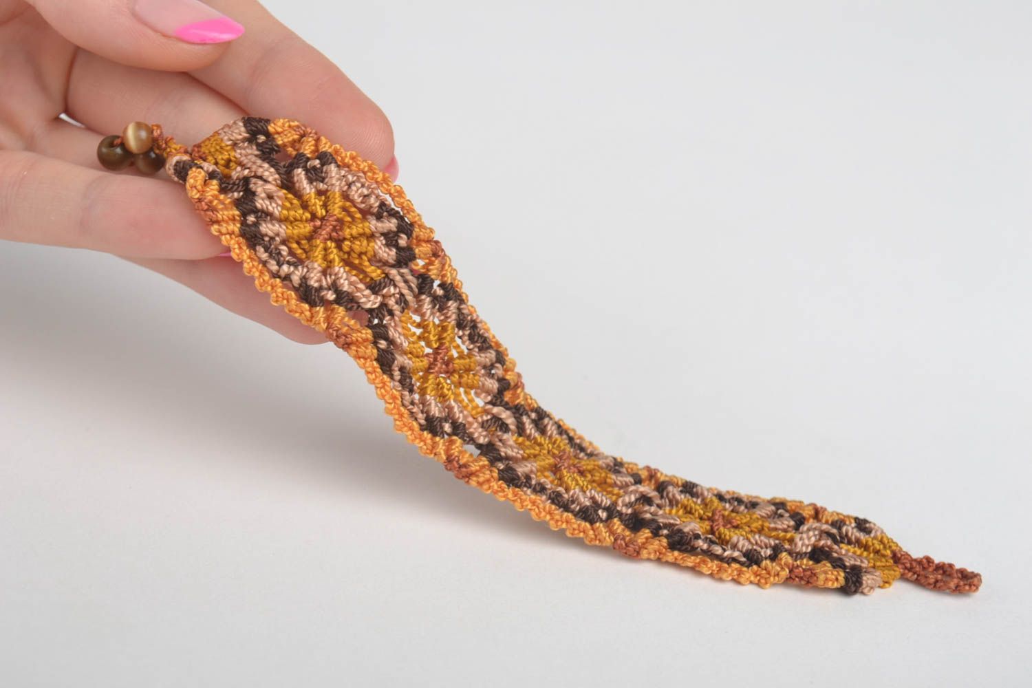 Модный браслет ручной работы браслет из ниток широкий плетеный браслет желтый фото 5