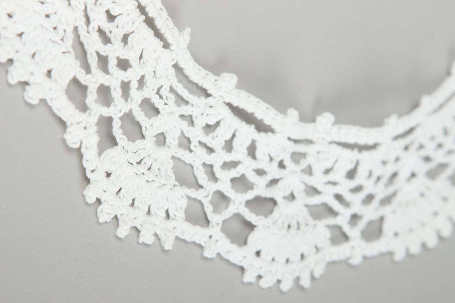 Col blanc Accessoire fait main tricoté au crochet Cadeau femme fils de coton photo 3