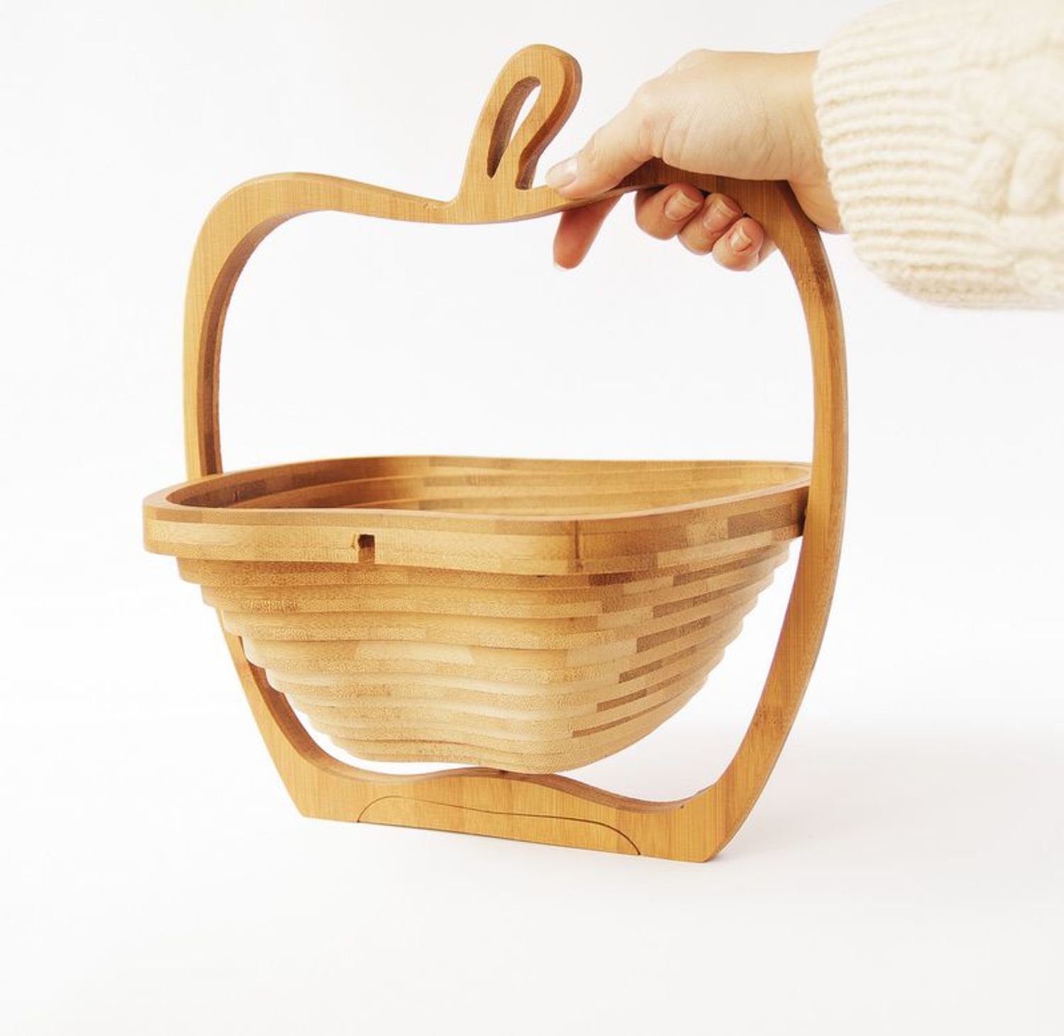 8 inches wide wooden folding fruit basket 11 inches tall 1,4 lb photo 2