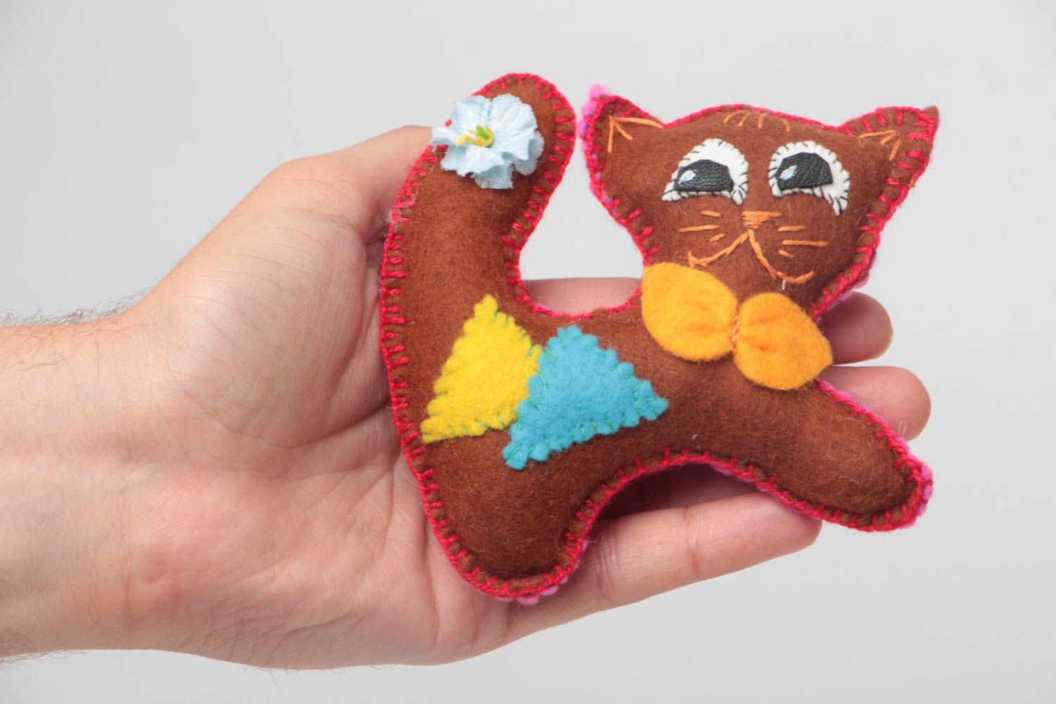 Handmade decorative interior soft toy cat сute pretty present for children photo 5