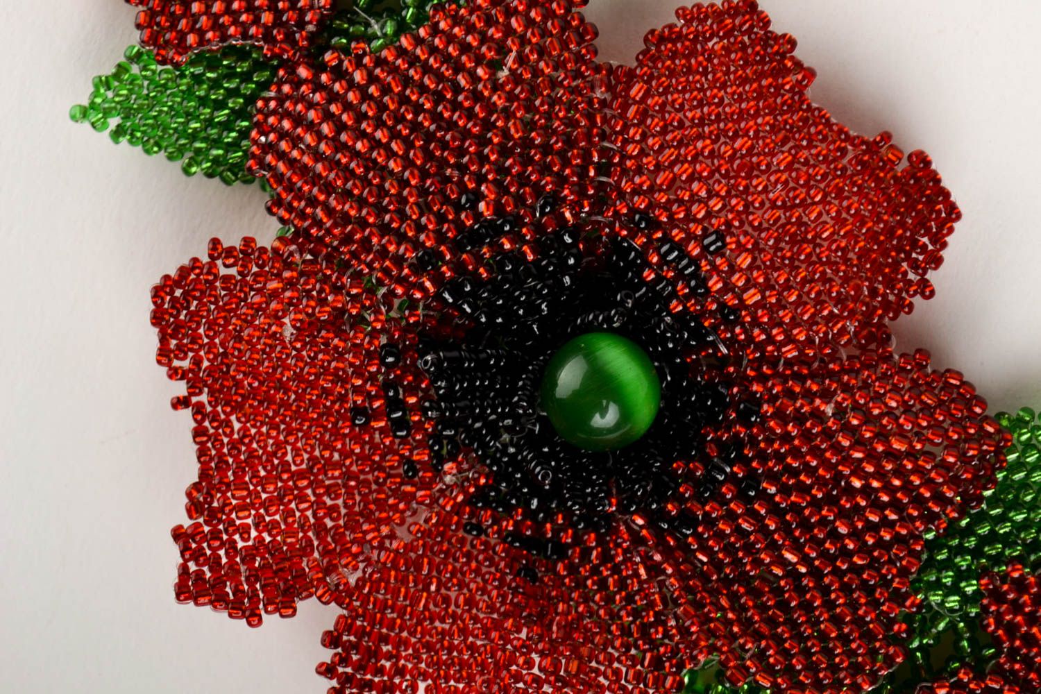 Колье из бисера с цветком украшения ручной работы ожерелье и брошь из бисера фото 3
