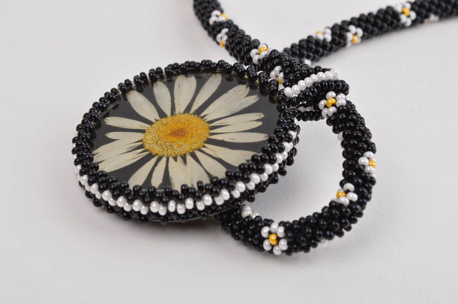 Handmade pendant unusual accessory gift ideas designer beaded cord gift for her photo 3