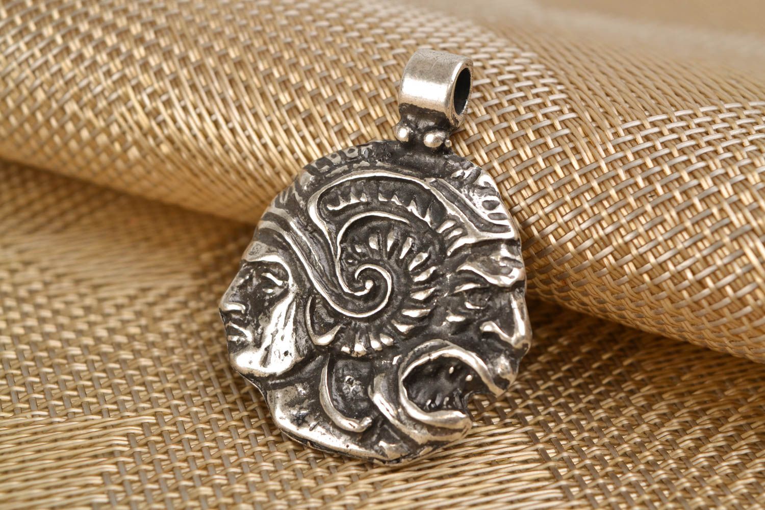 Handmade metal pendant Coin of Atheios photo 1