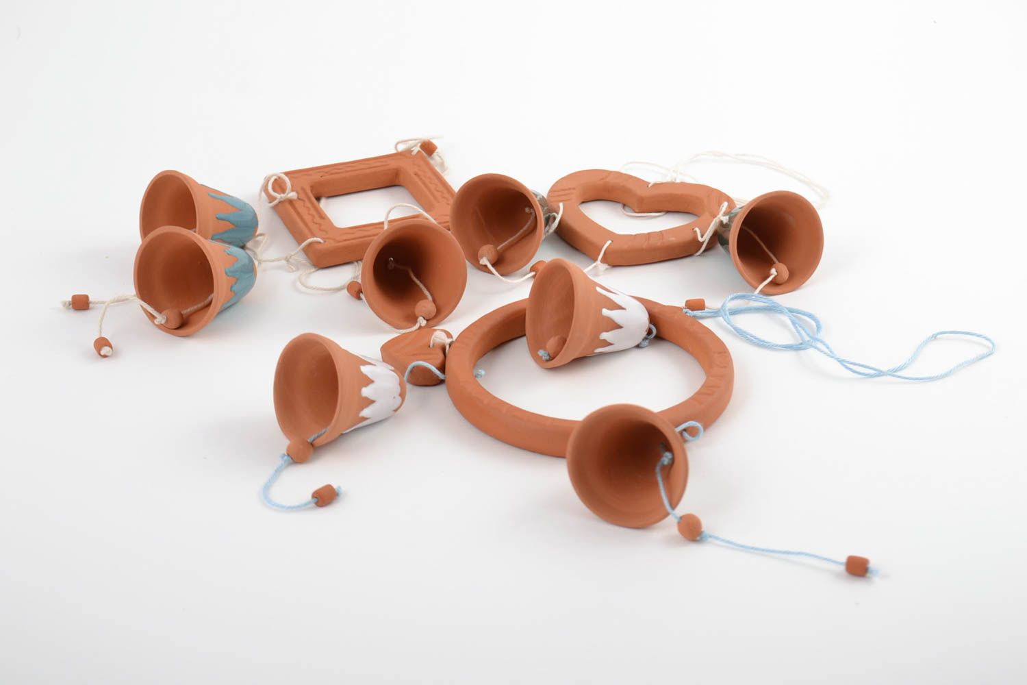 Künstlerische bemalte Interieur Anhänger Glocken aus Keramik Set 3 Stück foto 3