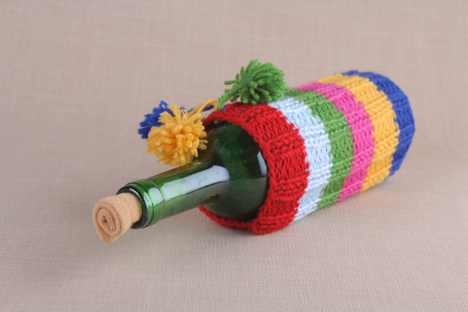 Bottle with knitted cozy photo 3