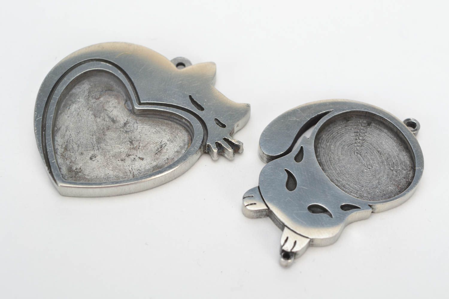 Set de supports pour pendentifs en métal faits main chat et coeur 2 pièces photo 4