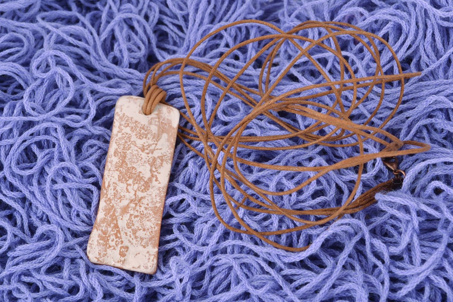 Ceramic pendant styled on antique with cord photo 1