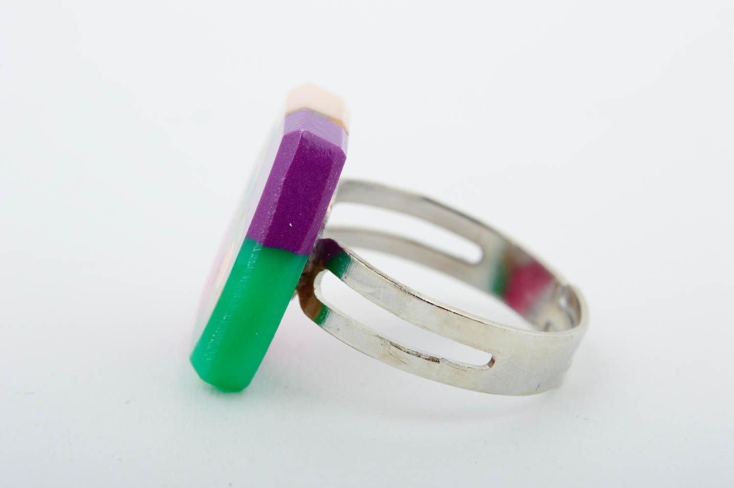 Handmade clay ring unusual creative ring designer jewelry wooden ring for girls photo 4