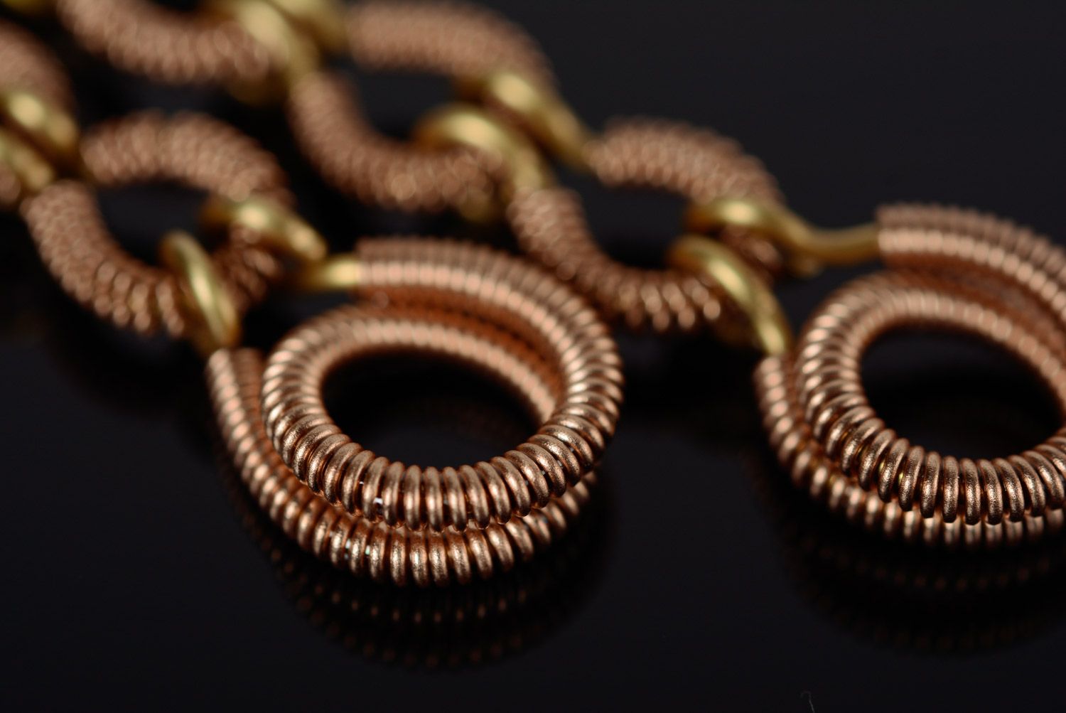 Vergoldete Ketten Ohrringe aus Metall Messing und Bronze lange handgefertigt toll foto 2