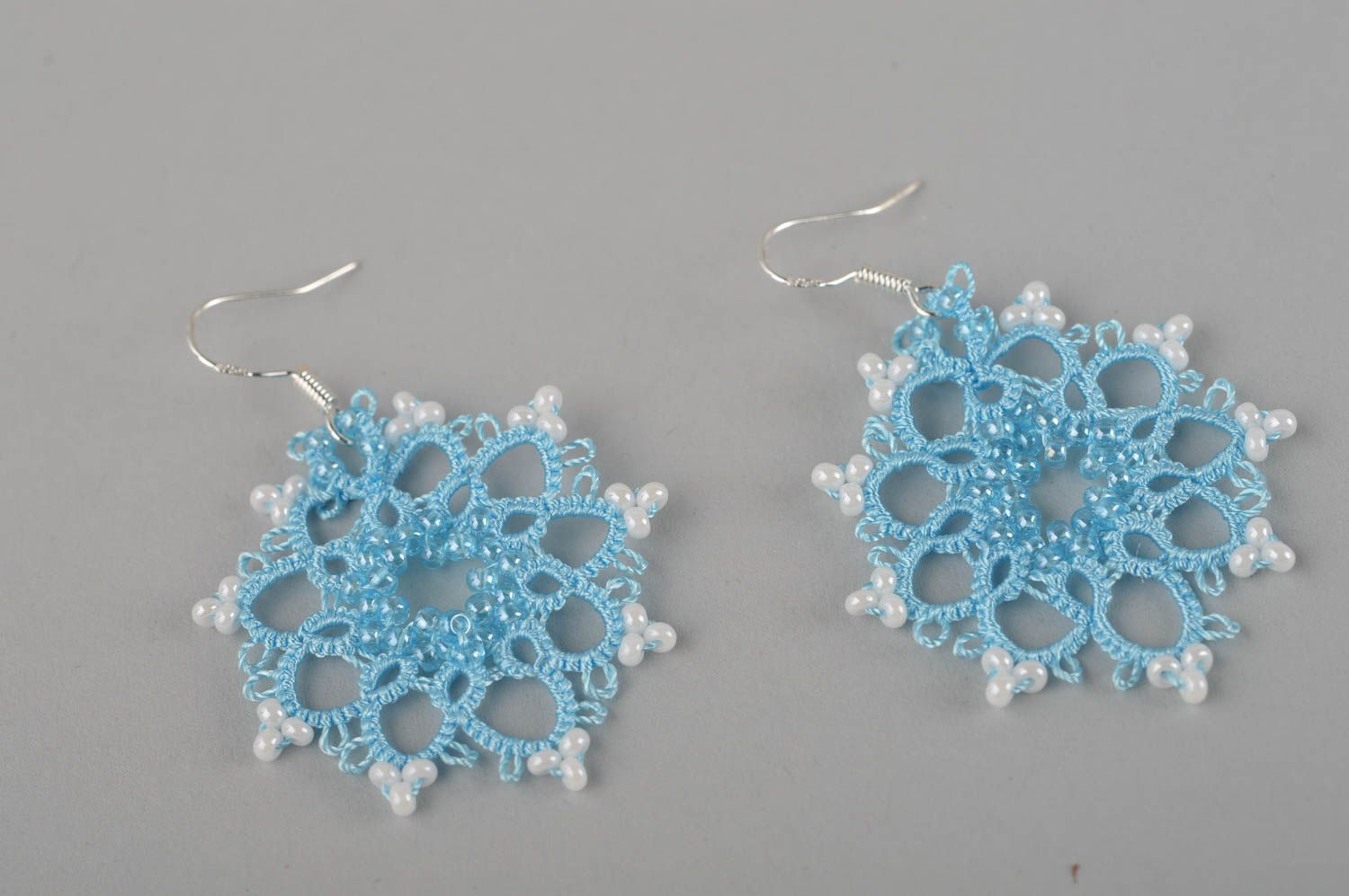 Stylish handmade textile earrings woven lace earrings accessories for girls photo 2