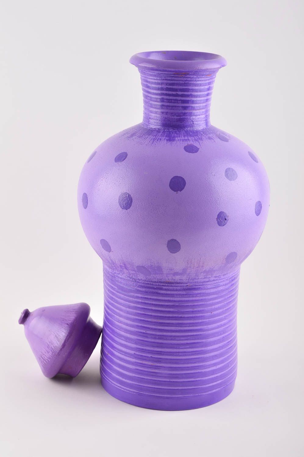 Vase en argile lilas fait main Décoration maison céramique Cadeau original photo 2