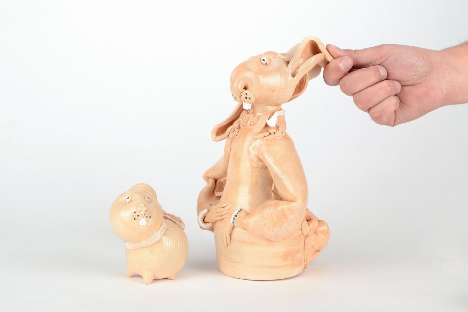 Ceramic statuettes Rabbit with Baby Rabbit photo 2