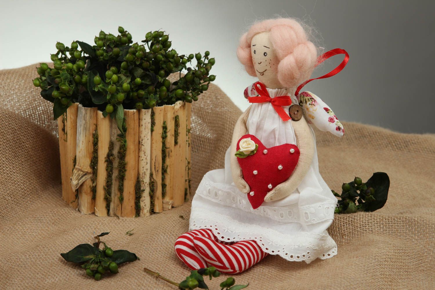 Кукла ручной работы текстильные кукла для декора интерьерная кукла Милый ангел фото 1