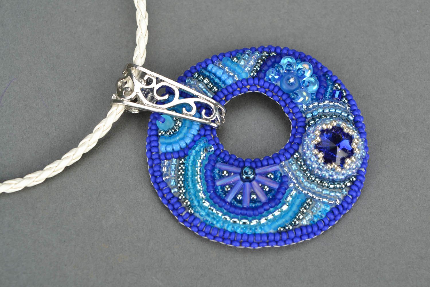 Handmade beaded necklace Blue Dreams  photo 3