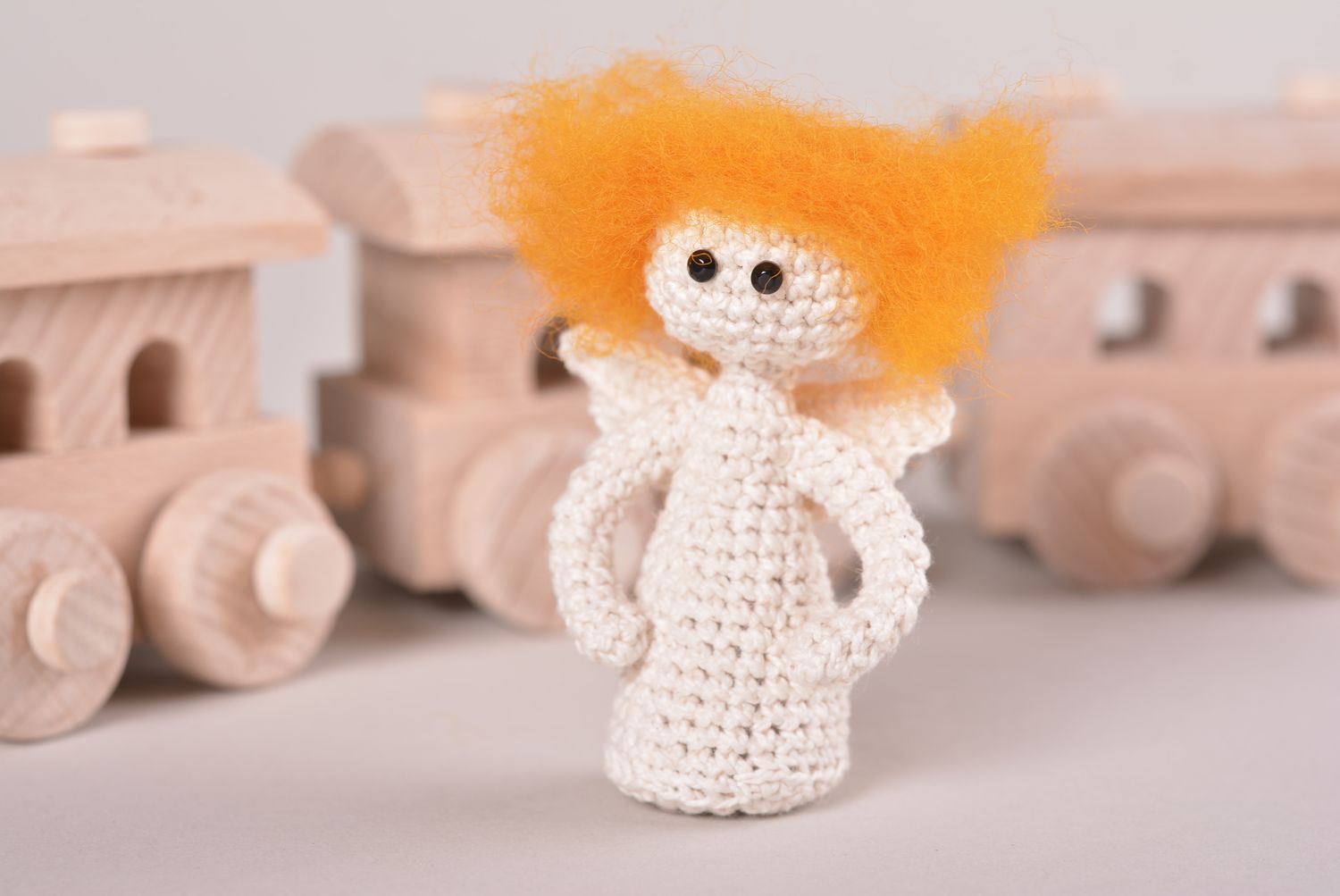 Кукла ручной работы мягкая игрушка кукла крючком рыжий ангел детская маленькая фото 1