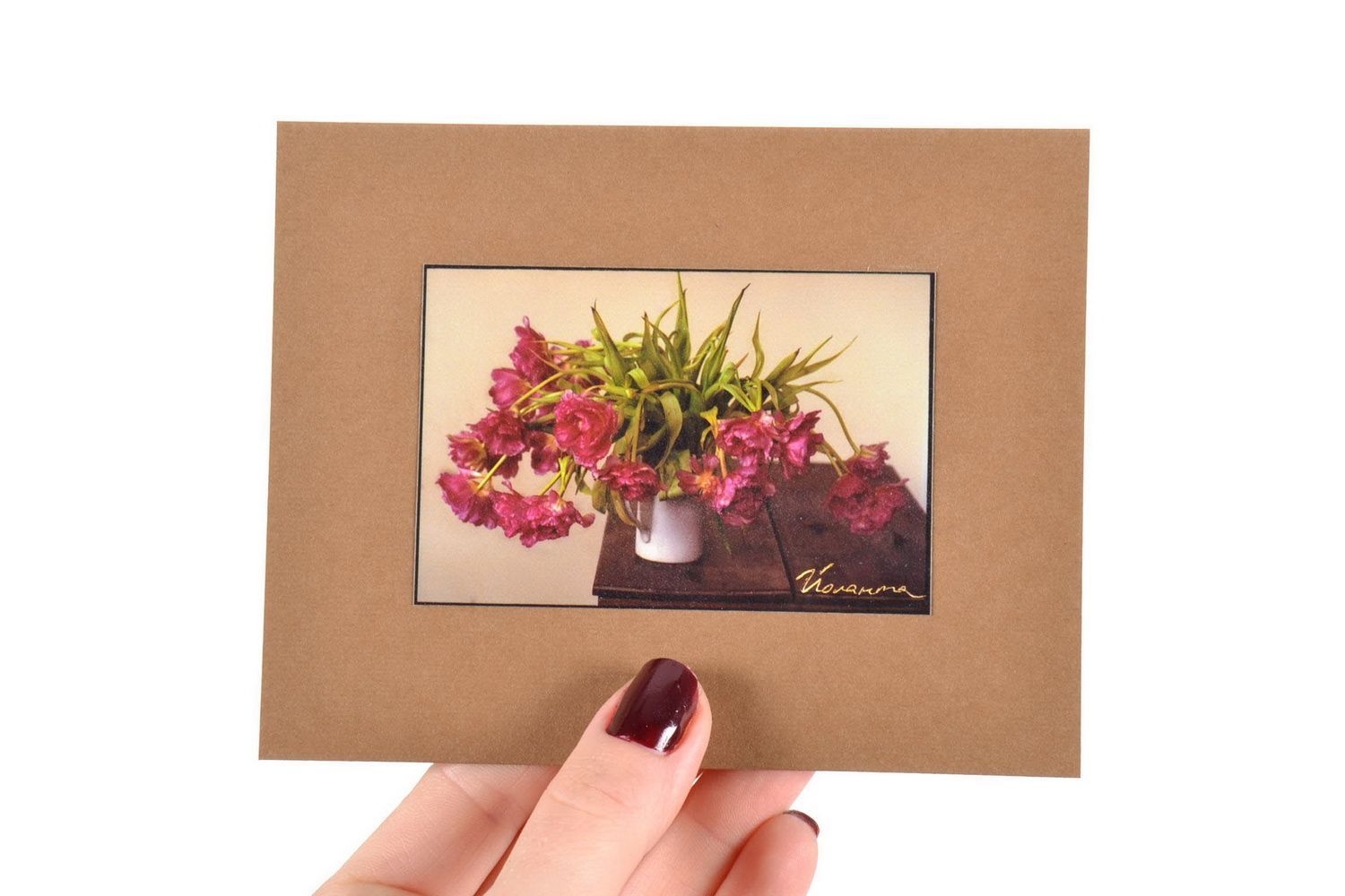 Carte de voeux faite main avec fleurs photo 5