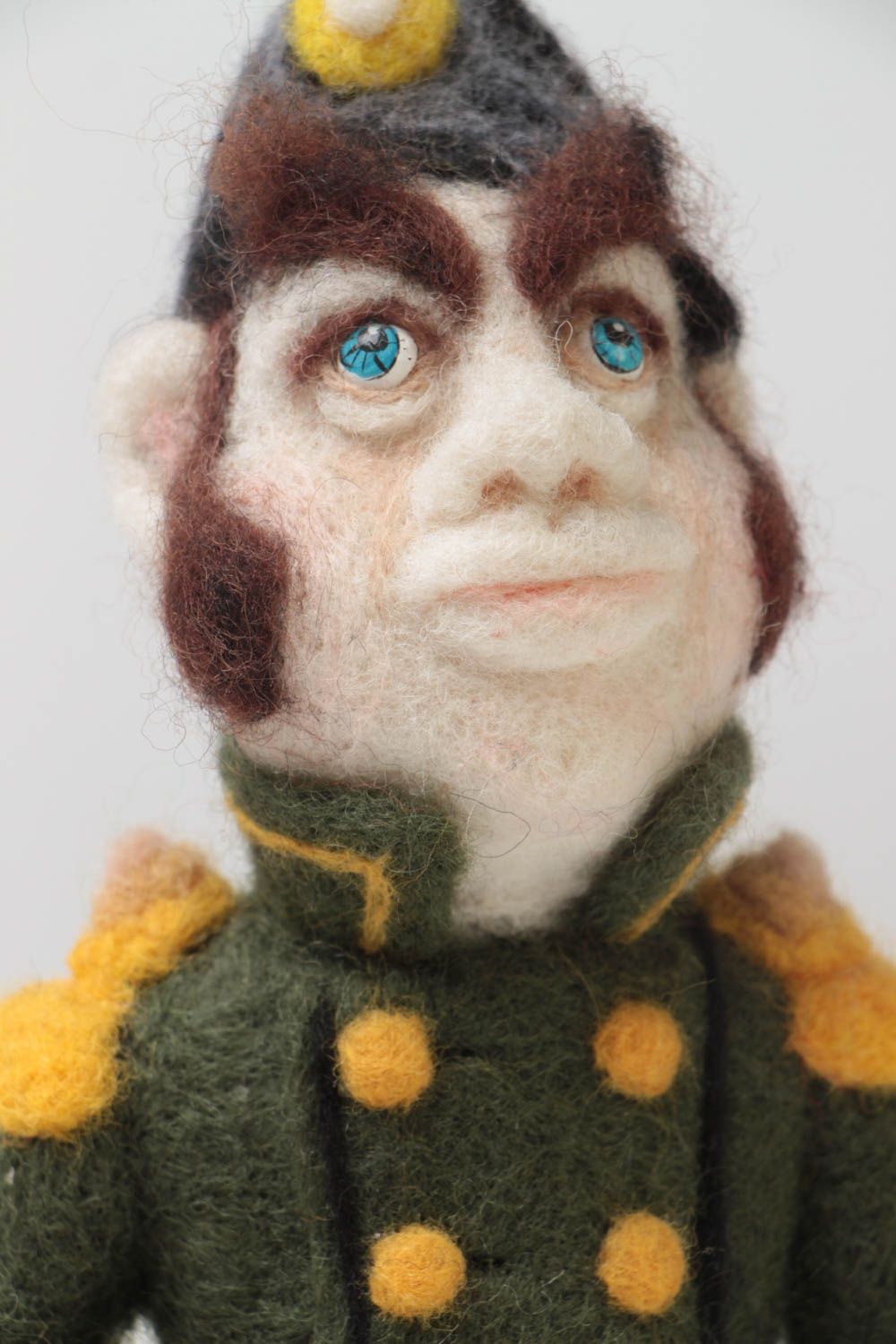 Small handmade collectible felted wool statuette of hussar interior decor photo 3
