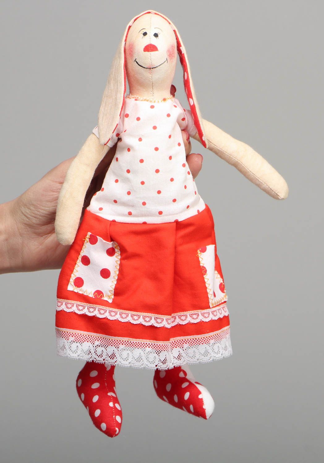 Мягкая игрушка кукла заяц с длинными ушами фото 4
