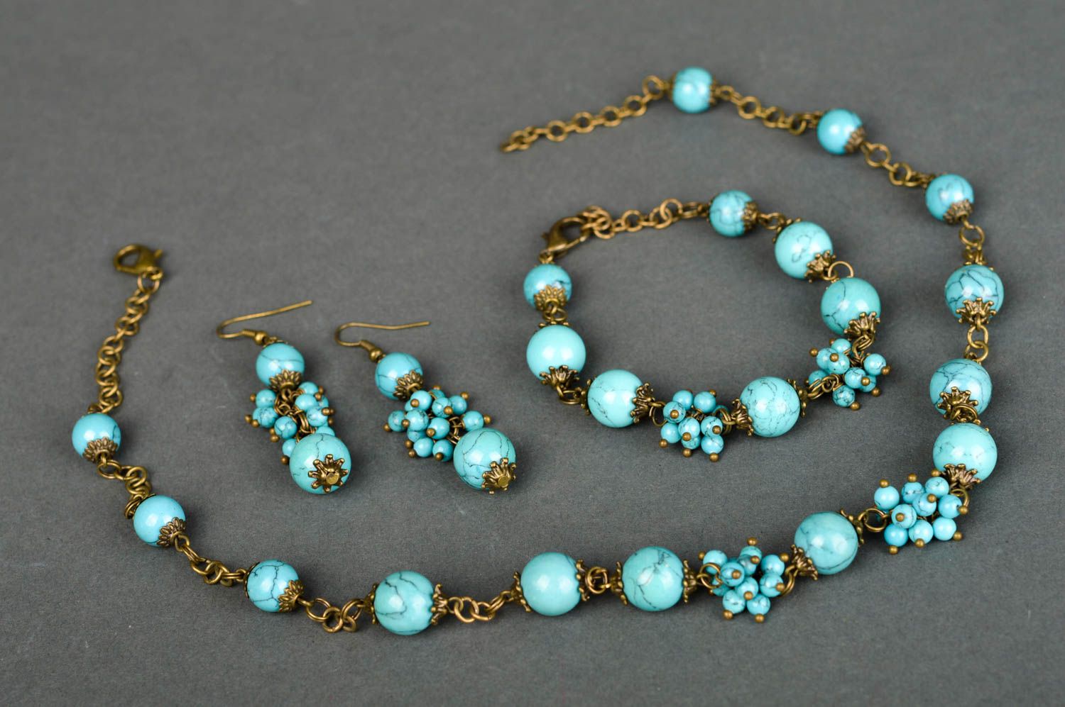 Handmade beaded earrings bracelet designs bead necklace cool jewelry set photo 5