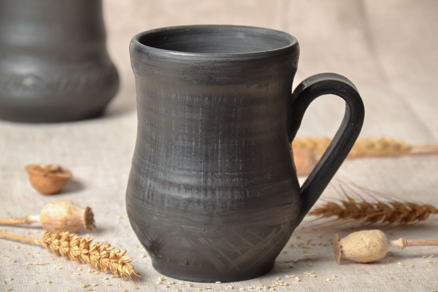 20 oz ceramic black creamer pitcher with handle 1 lb photo 1