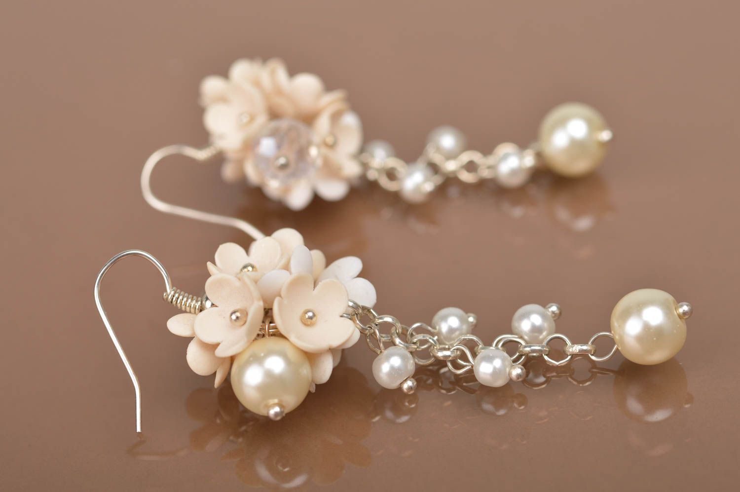 Boucles d'oreilles pendantes fleurs Bijoux fait main longues Cadeau pour femme photo 4