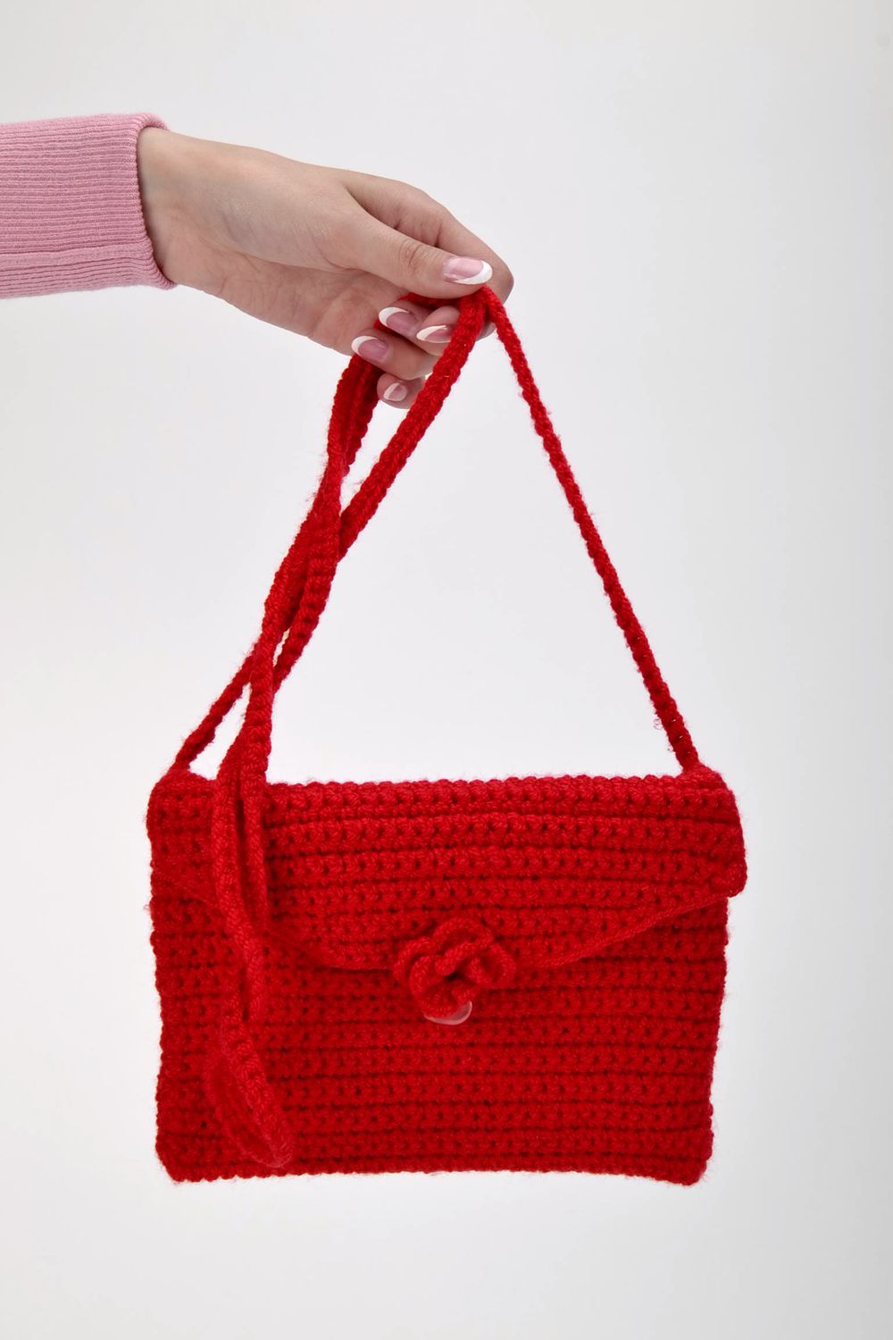 Knitted purse with long handle photo 5