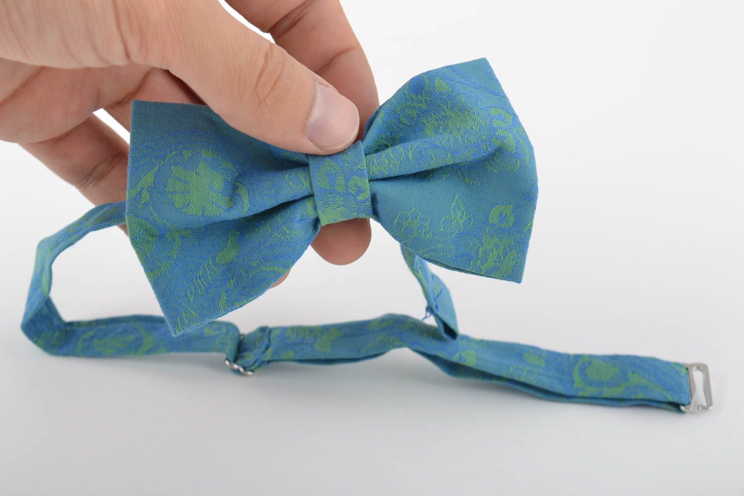 Stylish handmade designer textile bow tie of beautiful color photo 4